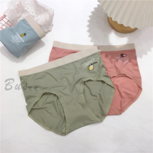 巴士家内裤女简约水果榴莲山竹菠萝中腰莫代尔少女三角裤学生胖mm