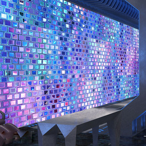 ktv酒吧网吧健身房前台背景墙纸赛博朋克亮片马赛克网红拍照壁纸