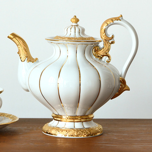 德国 meissen 梅森瓷器 x-form系列 纯白描金 茶壶欧式烟波致爽阁