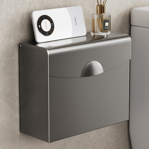 卫生间纸盒厕所专用置物架不锈钢放置纸巾草纸盒防水壁挂式免打孔
