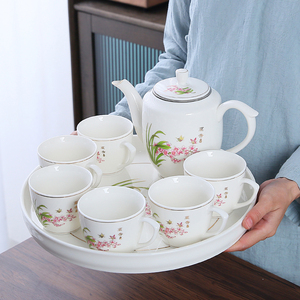 小清新陶瓷茶具整套家用中式现代简约大号带把手柄茶杯茶壶套装