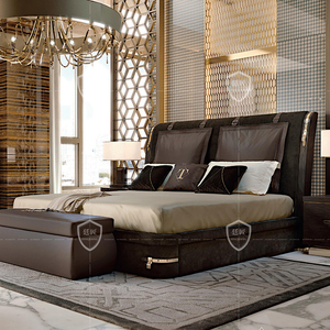廷匠定制家具turri款轻奢华后现代简约主卧真皮绒布意大利双人床