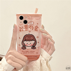 创意奶茶女孩iphone13手机壳适用苹果13promax可爱小众12/11个性趣味