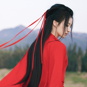 红色发带3米 汉服女发饰古装头饰少女古风发绳配饰红装饰品长飘带