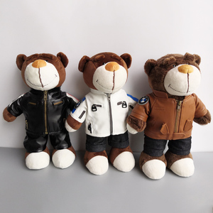 宝马公仔拉力熊车载赛车手泰迪小熊玩偶摆件装饰礼品毛绒玩具娃娃