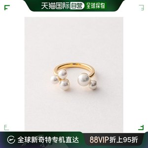 日本直邮Jouete 女士叉形珍珠戒指 黄金和铂金镀层设计 优雅经典