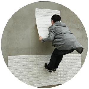 能贴水泥墙的墙纸立体白灰墙泡沫卧室温馨墙贴自粘毛坯房防水防潮