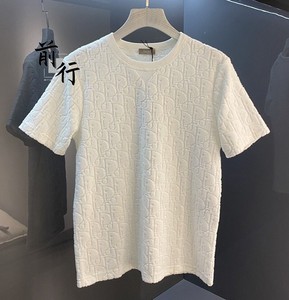现货dior 迪奥 2021夏新款毛巾面老花满logo字母宽松短袖t恤男女
