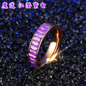 胤川同款紫电戒指cos江澄925银单排钻川爸个性男女潮人不掉色指环