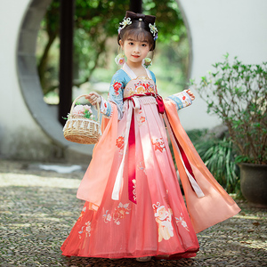 2022夏季新款女童原创汉服可爱小女孩襦裙国风薄款公主唐朝演出服