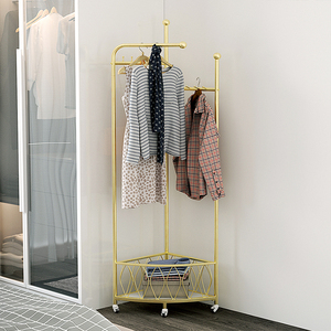 简约转角挂衣架落地立式角架多功能三角形拐角墙角架室内角落收纳