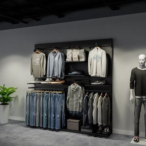 高档男装货架服装店展示架上墙背板挂墙i面式置物架展柜墙壁挂衣