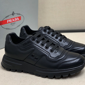 prada普拉达男鞋休闲鞋厚底低帮系带防滑新款时尚户外牛皮商务鞋