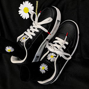 空军一号男鞋正品官网aj小雏菊af1联名gd权志龙同款黑色板鞋男潮