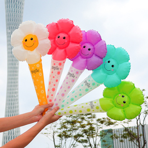 笑脸小雏菊充气棒运动会六一儿童节气球装饰布置大学毕业拍照道具