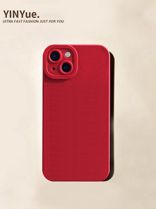 适用中国红于苹果14手壳ip11液态iPhone 13ProMax硅胶12mini无图案7/8p新se2/3简约6sp天机使眼xsmax轻薄Xr套
