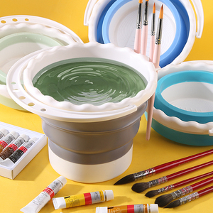 涮笔筒洗笔筒美术生专用水粉水桶硅胶水桶国画水桶可折叠毛笔水桶画画