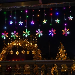 led雪花窗帘灯卧室装饰灯圣诞节彩灯闪灯串灯满天星星灯阳台布置