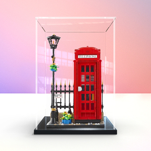 亚克力展示盒适用乐高21347伦敦红色电话亭积木模型收纳防尘罩子