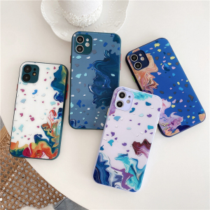 俊企 水彩玻璃苹果12手机壳iphone11pro新款渐变x/xs/xr硅胶max全包