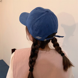 京东蓝色鸭舌帽女宝蓝色韩版百搭学生时尚日系文艺小众帽子ins潮