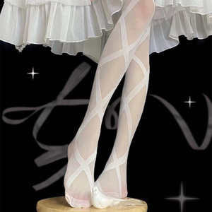 梦幻萝莉绑带人形交叉显瘦连裤袜洛丽塔白色丝袜甜美软妹薄款丝袜