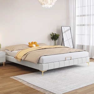 无床头床简约现代1.5米小户型榻榻米实木双人床排骨架1.8米布艺床