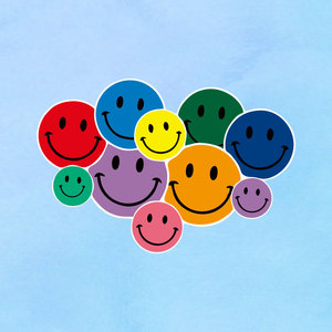 彩色笑脸女装新款2021图案热转印烫画印花贴衣服装饰贴耐水洗补丁