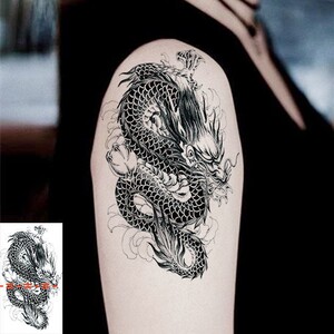苍龙青龙防水纹身贴花臂男女持久仿真刺青贴龙半臂腿部胸前纹身贴