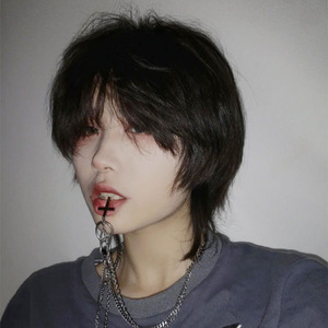 假发男短发cos少年狼尾鲻鱼头日系万用网红韩版帅气自然全头套式