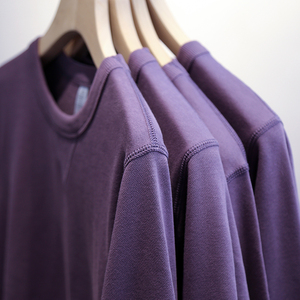 脏紫色 薰衣草紫重磅低饱和色显白毛圈纯色休闲运动卫衣秋冬新款