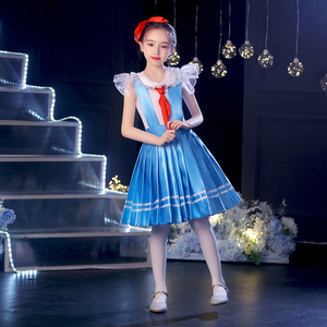 六一儿童演出服装在红领巾舞蹈视频女集体诗红歌朗诵合唱表演服装