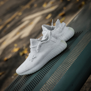 正版椰子鞋350白色女鞋真爆满天星正品官网纯白冰淇淋跑步运动鞋