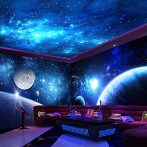 3d科幻星空墙纸吊顶天花板壁画ktv酒店装饰背景墙画墙贴个性定制