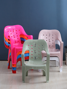 加厚塑料矮靠背椅子扶手椅成人儿童茶几椅学习椅夜市地摊凳子餐椅