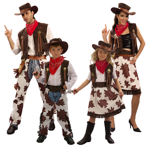 万圣节cosplay成人儿童男女西部牛仔风格衣服亲子校园派对演出装