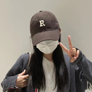 帽子女夏季韩版ins潮百搭防晒鸭舌帽字母r标显脸小情侣遮阳棒球帽
