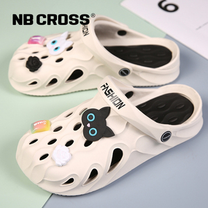 NB CROSS旗舰店官方2024新款洞洞鞋女凉鞋两穿包头拖鞋平跟沙滩鞋