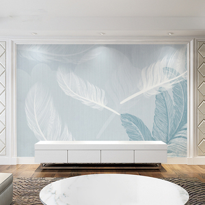 欧式电视背景墙壁画羽毛现代简约墙纸卧室床头影视墙壁纸定制墙布