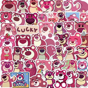 50张可爱草莓熊贴纸装饰手账本笔记本电脑手机壳粉色系卡通熊贴纸