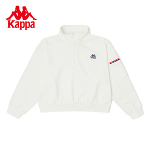Kappa卡帕outlets套头衫女秋冬半拉链立领卫衣短款长袖上衣