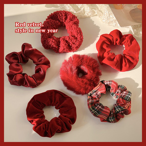 红色大肠发圈女秋冬扎头发肥肠头绳气质新年皮筋发绳过年发饰头饰
