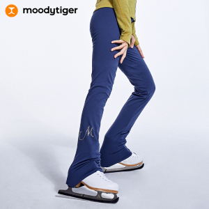 moodytiger女童花样滑冰裤速干弹力训练裤儿童运动长裤溜冰裤春季