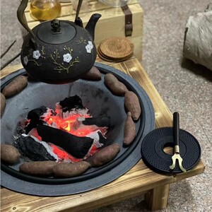 碳冬火盆老式木炭农炭火盆天烧a烤桌烤火取家村用双层煮茶围炉暖