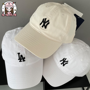 韩国mlb正品白色ny小标软顶la刺绣鸭舌棒球帽子男女3acp7701n