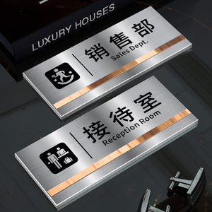 不锈钢接待室标示牌公司经理董事长办公室门牌科室牌茶水间会客洽谈