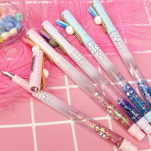 网红抖音笔仙女魔法棒笔水晶流沙液体创意小仙女刚笔可爱墨囊钢笔网红