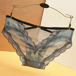 内裤女蕾丝镶钻低腰超薄无痕三角裤红色诱惑火辣底裤透花朵美内衣