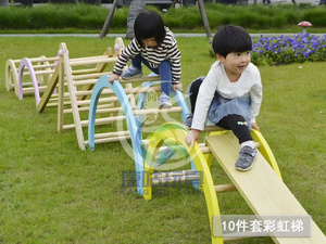 幼儿园户外安吉游戏玩具体能感统训练套装彩虹拱桥10件套彩虹梯
