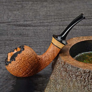 丹麦进口肯特kent rasmussen大师手工石楠木烟斗 弯式麻面k21095